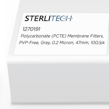 Polycarbonate (PCTE) Membrane Filters, PVP-Free, Gray, 0.2 Micron, 47mm, 100/pk