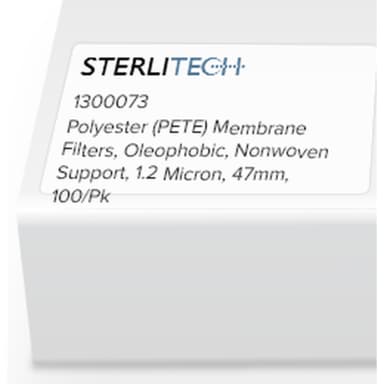 Polyester (PETE) Membrane Filters, Oleophobic, Nonwoven Support, 1.2 Micron, 47mm, 100/Pk