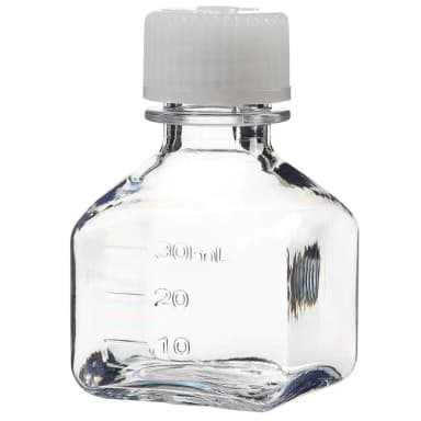 Media Bottle, Square, Graduated - PETG w/HDPE Closure - Shrink Wrap Module 30 mL (20-415)