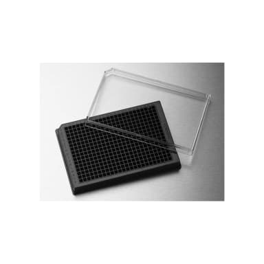 Corning Low Volume 384 Well Black Flat Bottom Polystyrene TC-Treated Microplate, 10 per Bag, with Lid, Sterile