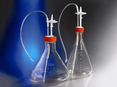 Corning 2L Polycarbonate Erlenmeyer Shake Flask with Aseptic Transfer Cap with 1/4" ID C-Flex and Male Luer Lok Disconnect,Sterile,1/bag,2/case