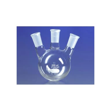 PYREX 500mL Three Neck Distilling Flask with 24/40 Center Vertical and Side Angled Neck Standard Taper Joints