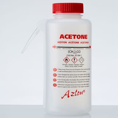 Washbottle Integ GHS Acetone, LDPE 500mL, 5/CS