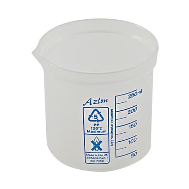 Beaker Square Grad, PP 250mL, 10/CS