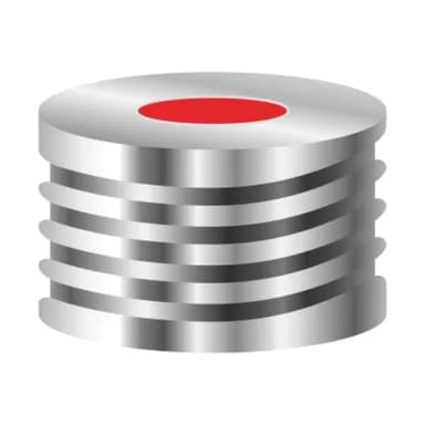 N18 magnetic screw cap, silver, center hole Red Rubber/TEF colorless