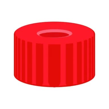 N9 PP screw cap, red, center hole PTFE red/Silicone white/PTFE red