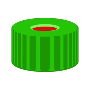 N9 PP screw cap, green, center hole PTFE red/Silicone white/PTFE red