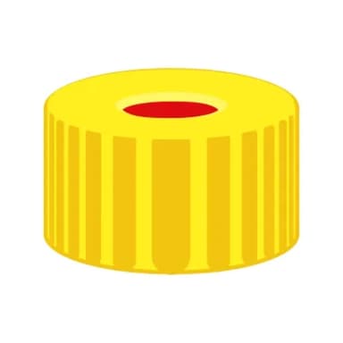 N9 PP screw cap, yellow, center hole PTFE red/Silicone white/PTFE red