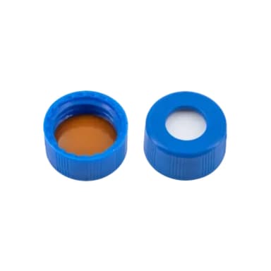 N9 PP screw cap, blue, center hole Silicone white/Polyimide orange