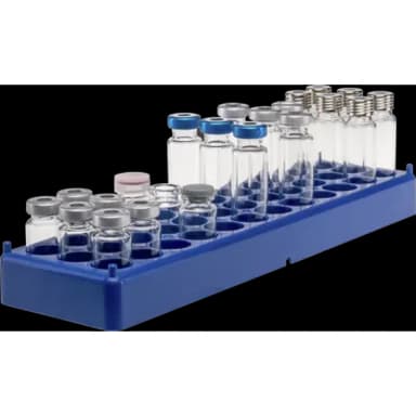 36 position polypropylene vial rack blue