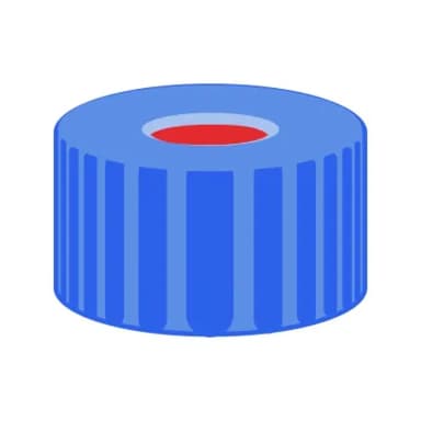 N9 PP screw cap, blue, center hole Red Rubber/FEP colorless