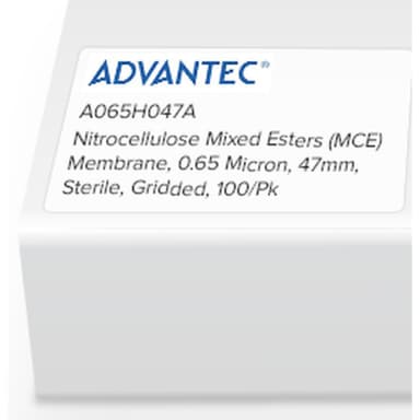 Nitrocellulose Mixed Esters (MCE) Membrane, 0.65 Micron, 47mm, Sterile, Gridded, 100/Pk