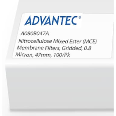 Nitrocellulose Mixed Ester (MCE) Membrane Filters, Gridded, 0.8 Micron, 47mm, 100/Pk