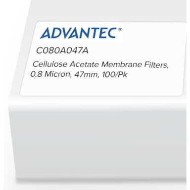 Cellulose Acetate Membrane Filters, 0.8 Micron, 47mm, 100/Pk