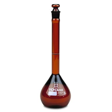 Volumetric Flask, Amber, Class A, Glass Stopper, 25 mL - Pack 6