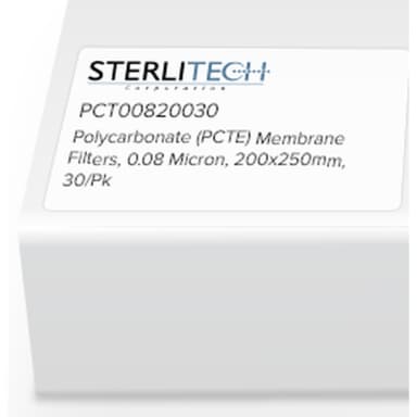 Polycarbonate (PCTE) Membrane Filters, 0.08 Micron, 200 x 250mm, 30/Pk