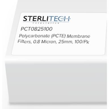 Polycarbonate (PCTE) Membrane Filters, 0.8 Micron, 25mm, 100/Pk