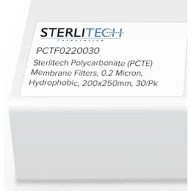 Polycarbonate (PCTE) Membrane Filters, PVP-Free, 0.2 Micron, 200 x 250mm, 30/Pk