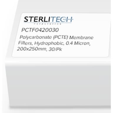 Polycarbonate (PCTE) Membrane Filters, PVP-Free, 0.4 Micron, 200 x 250mm, 30/Pk