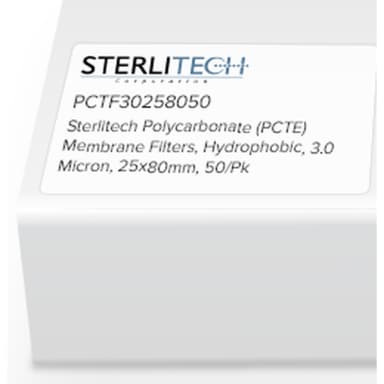 Polycarbonate (PCTE) Membrane Filters, PVP-Free, 3.0 Micron, 25 x 80mm, 50/Pk
