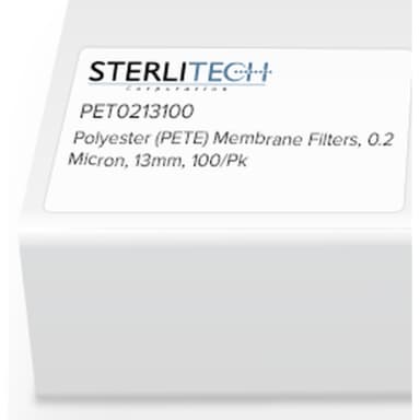Polyester (PETE) Membrane Filters, 0.2 Micron, 13mm, 100/Pk