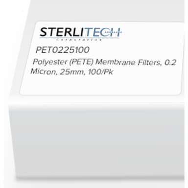 Polyester (PETE) Membrane Filters, 0.2 Micron, 25mm, 100/Pk