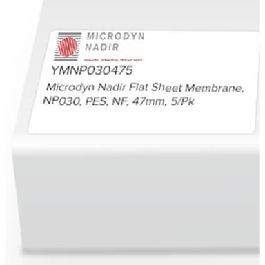 Microdyn Nadir Flat Sheet Membrane, NP030, PES, NF, 47mm, 5/Pk