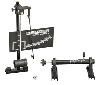 Ballistic Pendulum - Experiment Components Only - Studying Velocity, Potential & Kinetic Energy - Launcher, Pendulum, Measuring Board, Rod, Ball - (Base Not Included) - Visual Scientifics by