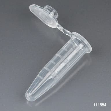 Microcentrifuge Tube, 0.5mL, PP, Attached Snap Cap, Graduated, Natural, Certified: Rnase, Dnase and Pyrogen Free, 500/Stand Up Zip Lock Bag - cs-10000