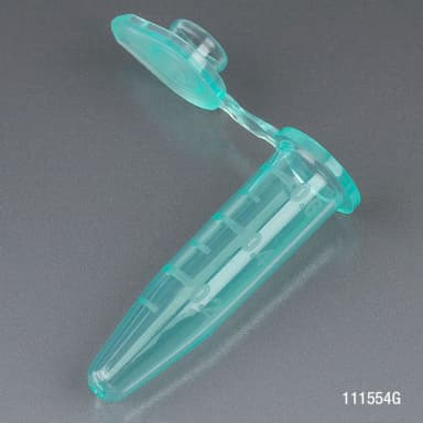 Microcentrifuge Tube, 0.5mL, PP, Attached Snap Cap, Graduated, Green, Certified: Rnase, Dnase and Pyrogen Free, 500/Stand Up Zip Lock Bag - cs-10000