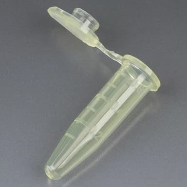 Microcentrifuge Tube, 0.5mL, PP, Attached Snap Cap, Graduated, Yellow, Certified: Rnase, Dnase and Pyrogen Free, 500/Stand Up Zip Lock Bag - cs-10000