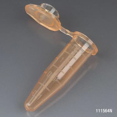 Microcentrifuge Tube, 1.5mL, PP, Attached Snap Cap, Graduated, Orange, Certified: Rnase, Dnase and Pyrogen Free, 500/Stand Up Zip Lock Bag - cs-10000