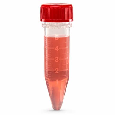 Diamond Midi Centrifuge Tube, 5.0mL, PP, Assembled Red Screw Cap, Graduated, STERILE, 20/Bag, 10 Bags/Unit - CS/2000
