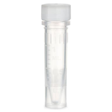 Microtube, 1.5mL, Self-Standing, Attached Screw Cap for Color Insert, with O-Ring, STERILE, PP, 500/Bag, 2 Bags/Unit