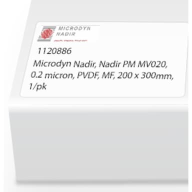 Microdyn Nadir, Nadir PM MV020, 0.2 micron, PVDF, MF, 297 x 210mm, 1/pk