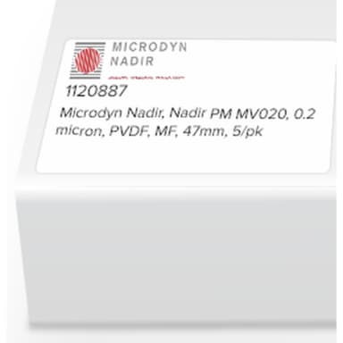 Microdyn Nadir, Nadir PM MV020, 0.2 micron, PVDF, MF, 47mm, 5/pk