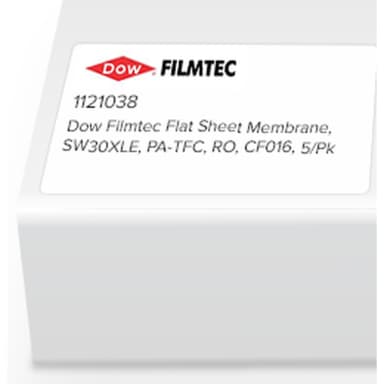 Dow Filmtec Flat Sheet Membrane, SW30XLE, PA-TFC, RO, CF016, 5/Pk