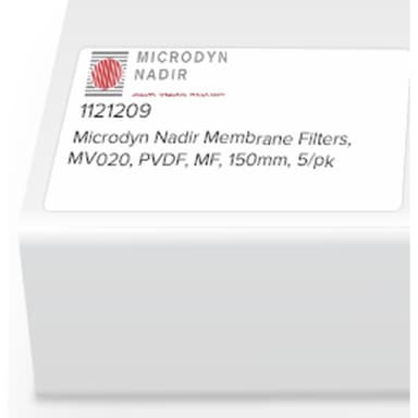Microdyn Nadir Membrane Filters, MV020, PVDF, MF, 150mm, 5/pk