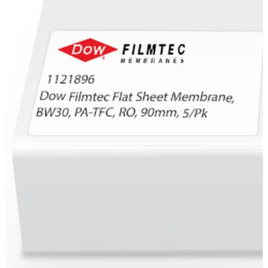 Dow Filmtec Flat Sheet Membrane, BW30, PA-TFC, RO, 90mm, 5/Pk