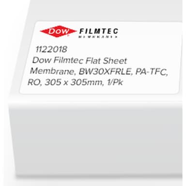 Dow Filmtec Flat Sheet Membrane, BW30XFRLE, PA-TFC, RO, 305 x 305mm, 1/Pk