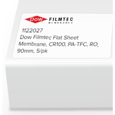 Dow Filmtec Flat Sheet Membrane, CR100, PA-TFC, RO, 90mm, 5/pk
