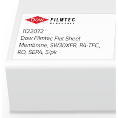 Dow Filmtec Flat Sheet Membrane, SW30XFR, PA-TFC, RO, SEPA, 5/pk