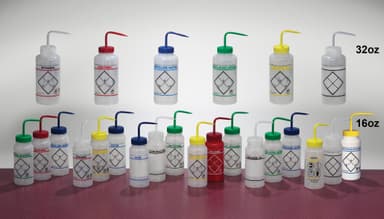 BOTTLE,PE,WASH,WM,SAFETY LABELED,500ML, Yellow