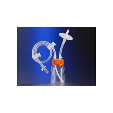 Corning Easy Grip Storage Bottle, 150mL Polystyrene bottle with Closed System Tubing accessories with 0.2µm PTFE Filter and MPC, and with Diptube, Sterile, 1 per bag, 8 per case