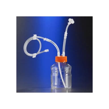 Corning Easy Grip Storage Bottle, 250mL Polystyrene bottle with Closed System Tubing accessories with 0.2µm PTFE Filter and MLL, and with Diptube, Sterile, 1 per bag, 6 per case