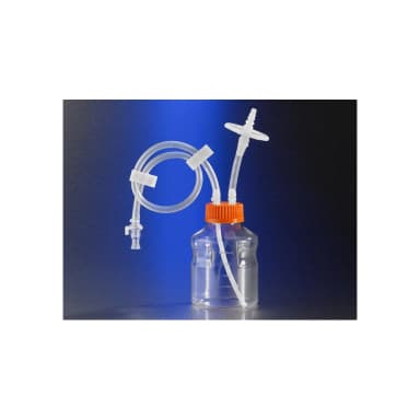 Corning Easy Grip Storage Bottle, 500mL Polystyrene bottle with Closed System Tubing accessories with 0.2µm PTFE Filter and MPC, and with Diptube, Sterile, 1 per bag, 4 per case