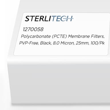 Polycarbonate (PCTE) Membrane Filters, Black, 8.0 Micron, 25mm, 100/Pk