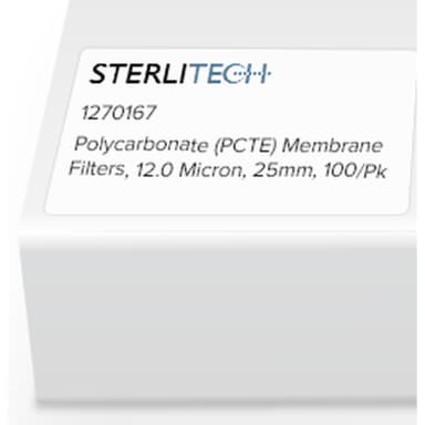 Polycarbonate (PCTE) Membrane Filters, 12.0 Micron, 25mm, 100/Pk