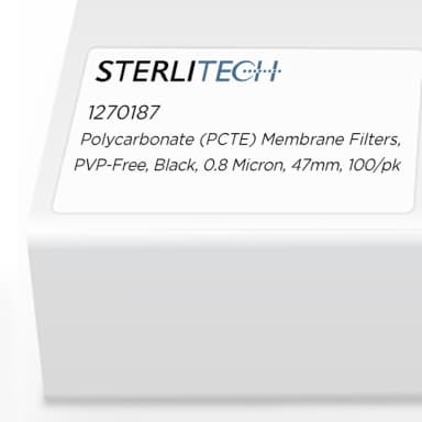 Polycarbonate (PCTE) Membrane Filters, PVP-Free, Black, 0.8 Micron, 47mm, 100/pk