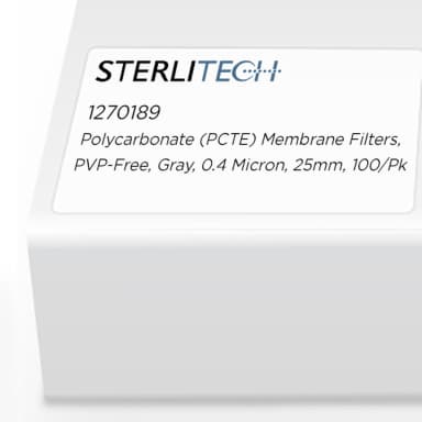 Polycarbonate (PCTE) Membrane Filters, PVP-Free, Gray, 0.4 Micron, 25mm, 100/Pk